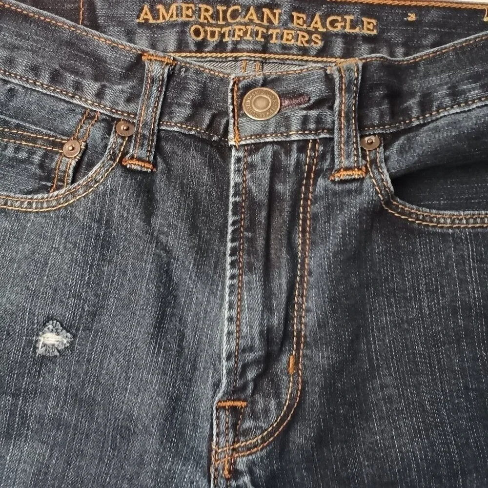 American Eagle Mens Slim Fit Dark Wash Denim Jeans Size 29/30 Blue Stretch